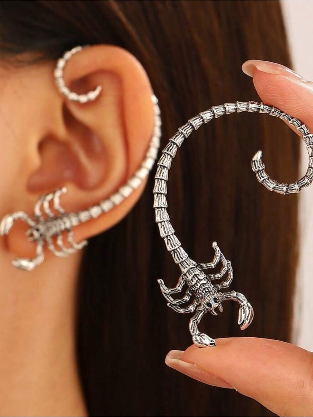 Silver Scorpion Wrap Ear Cuffs